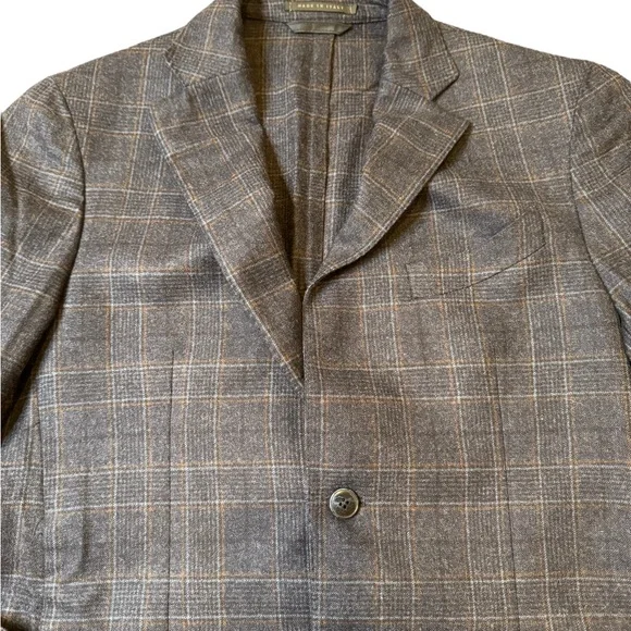 LBM 1911 Luigi Bianchi Mantova Blue Plaid Patch Pockets Men’s Sport Coat 38R - Picture 4 of 8